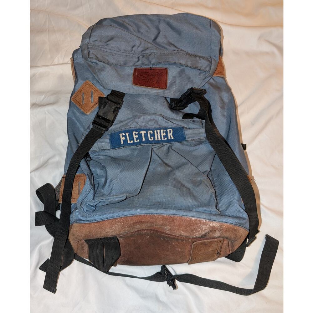 Vintage 90's Eagle Creek Backpack Daypack Nylon / Leather Bottom 17 x 11